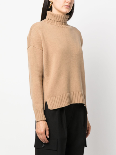 Shop Max Mara Wool Turtle-neck Sweater In Brown