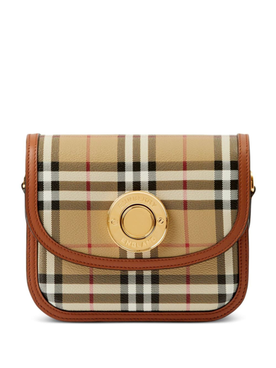 Burberry Small Elizabeth Check-pattern Crossbody Bag In Brown