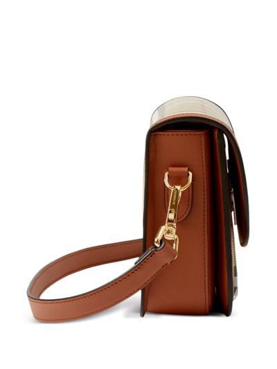 Shop Burberry Elizabeth Small Leather Shoulder Bag In Brown