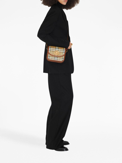 Burberry Small Elizabeth Check-pattern Crossbody Bag In Brown