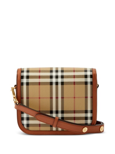 Burberry Small Elizabeth Check-pattern Crossbody Bag In Brown