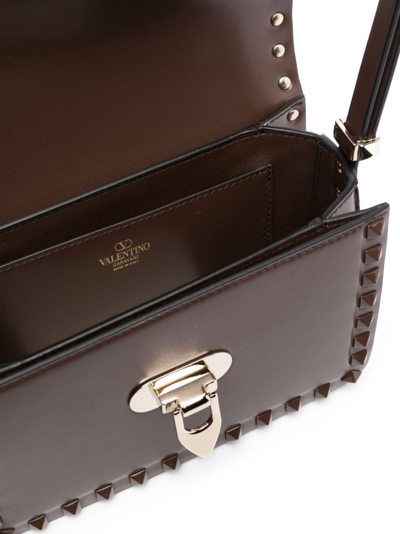 Shop Valentino Rockstud23 Small Leather Shoulder Bag In Brown