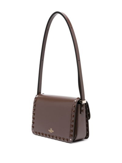 Shop Valentino Rockstud23 Small Leather Shoulder Bag In Brown