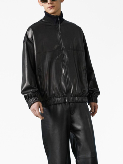 Shop Gucci Leather Bomber Jacket