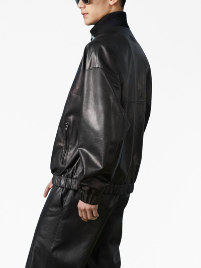 Shop Gucci Leather Bomber Jacket