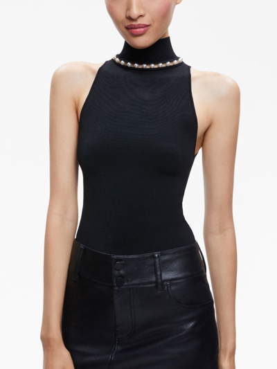 Shop Alice And Olivia Annalee Mock-neck Top In Black