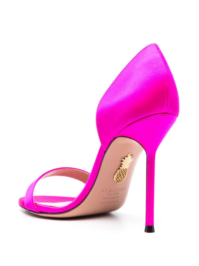 Shop Aquazzura Uptown 105mm Satin-finish Sandals In Pink