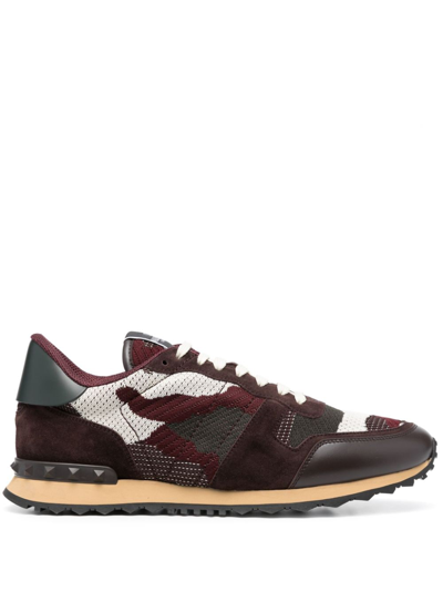 Shop Valentino Camouflage Rockrunner Low-top Sneakers In Red