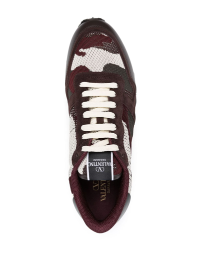 Shop Valentino Camouflage Rockrunner Low-top Sneakers In Red