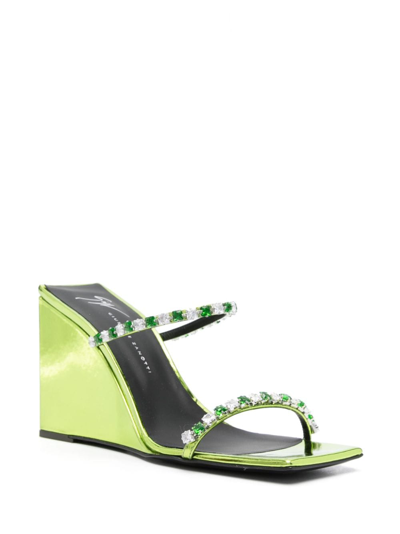 Shop Giuseppe Zanotti Shangay 105mm Leather Sandals In Green