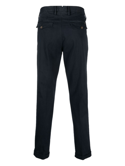 Shop Myths Logo-tag Tapered-leg Trousers In Blue