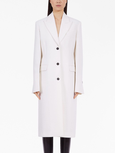 Shop Ferragamo Long-sleeved Virgin Wool Single-breasted Coat In White