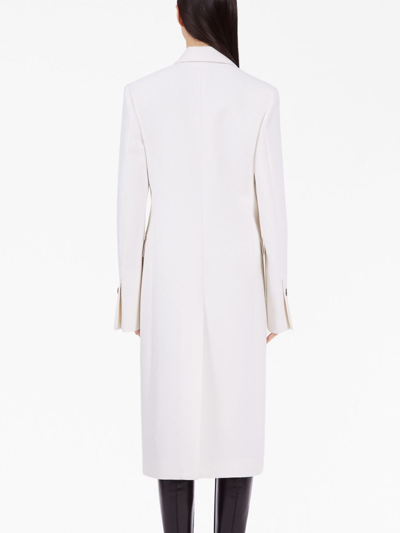 Shop Ferragamo Long-sleeved Virgin Wool Single-breasted Coat In White