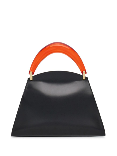 Shop Ferragamo Sculpted-handle Leather Tote Bag In Black