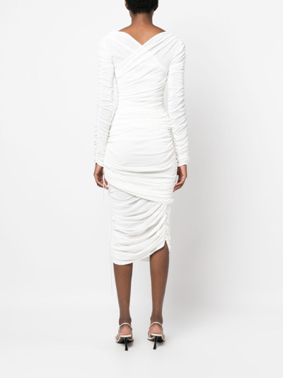 Shop Khaite The Arabella Ruched Midi Dress In White