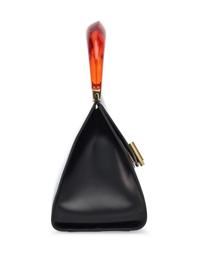 Shop Ferragamo Sculpted-handle Leather Tote Bag In Black