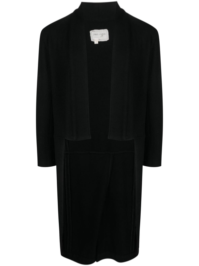 Shop Greg Lauren High-low Hem Wool Coat In Black