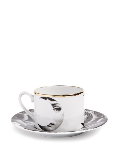 Shop Fornasetti Tema E Variazioni Sole E Luna Tea Cup In Oro