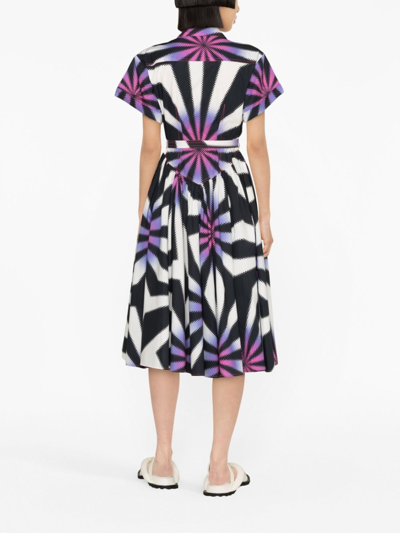 Shop Christopher John Rogers Graphic-print Cotton Shirtdress In Black