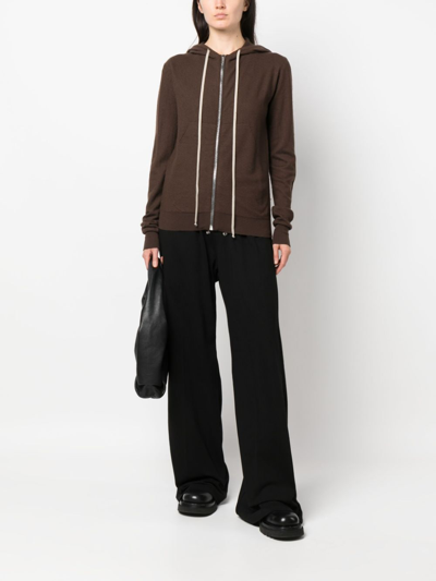 Rick Owens Zip-up Cashmere Hoodie In Brown