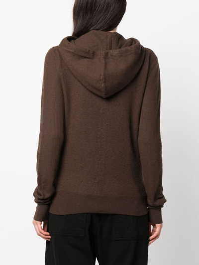 Rick Owens Zip-up Cashmere Hoodie In Brown