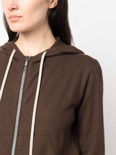 Shop Rick Owens Zip-up Cashmere Hoodie In Brown