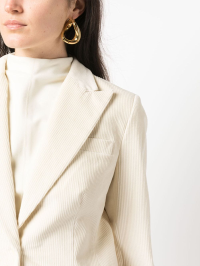 Shop P.a.r.o.s.h Peak-lapels Corduroy Blazer In Neutrals