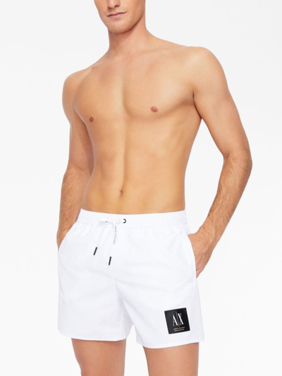 Shop Armani Exchange Logo-patch Swim Shorts In White