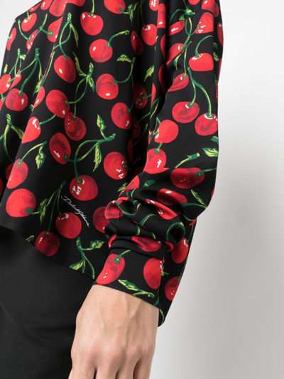 Shop Dolce & Gabbana Cherry-print Long-sleeve Blouse In Red