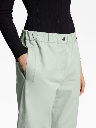 Shop Proenza Schouler White Label Straight-leg Cotton-blend Trousers In Green