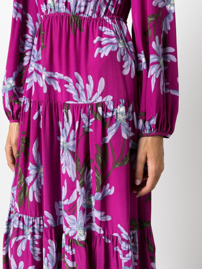 Shop Diane Von Furstenberg Dominique Floral-print Midi Dress In Purple