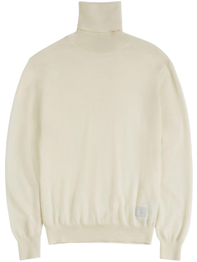Shop Tod's Knitted Turtleneck Jumper In White