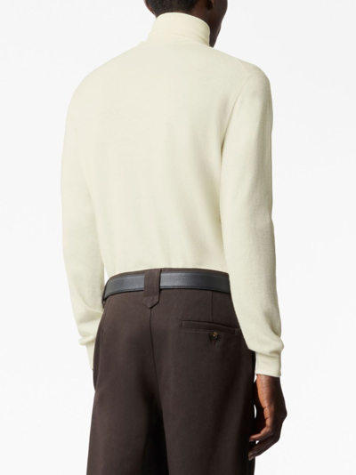 Shop Tod's Knitted Turtleneck Jumper In White