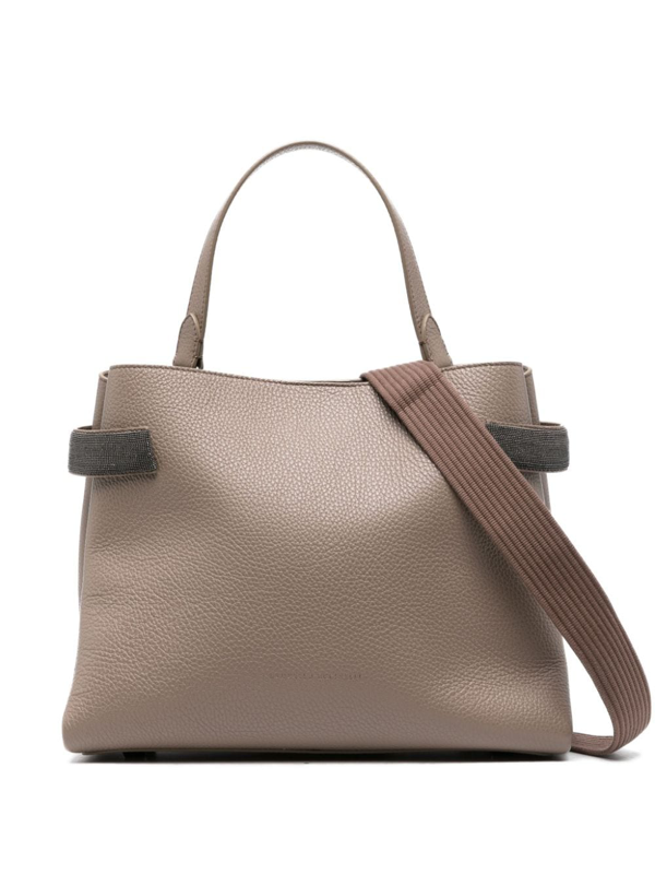 Brunello Cucinelli Monili-detail leather tote bag - Grey