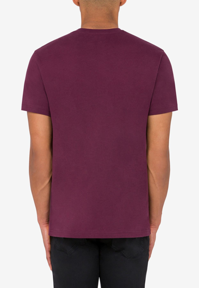 Shop Moschino Double Question Mark Printed T-shirt In Purple