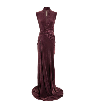 Shop Rick Owens Velvet Wrap Gown In Purple
