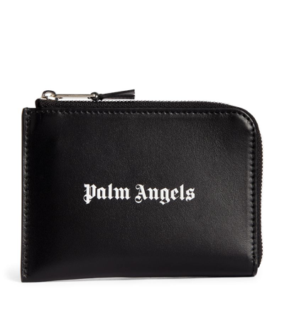 Shop Palm Angels Leather Caviar Zipped Card Holder In Black