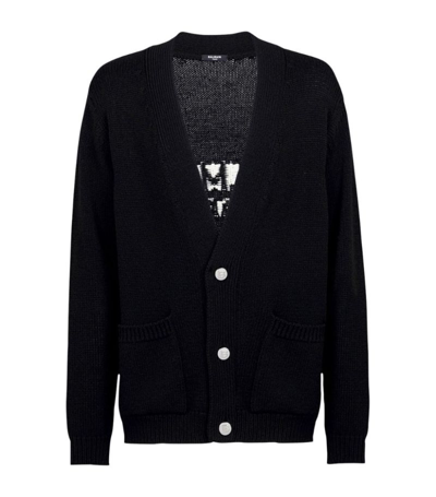 Shop Balmain Wool-blend Logo Cardigan In Black