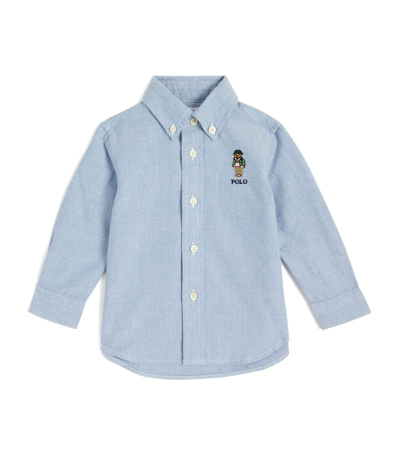 Shop Ralph Lauren Polo Bear Oxford Shirt (3-24 Months) In Blue