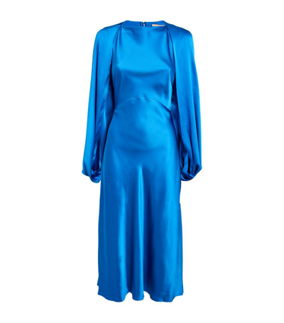 Shop Roksanda Silk Koda Midi Dress In Blue