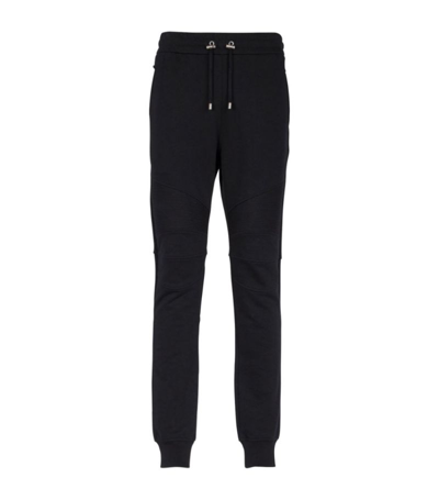 Shop Balmain Cotton Slim Sweatpants In Black