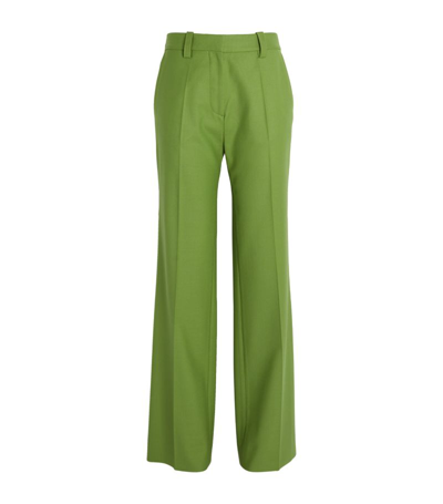 Shop Victoria Beckham Wool-blend Straight-leg Trousers In Green