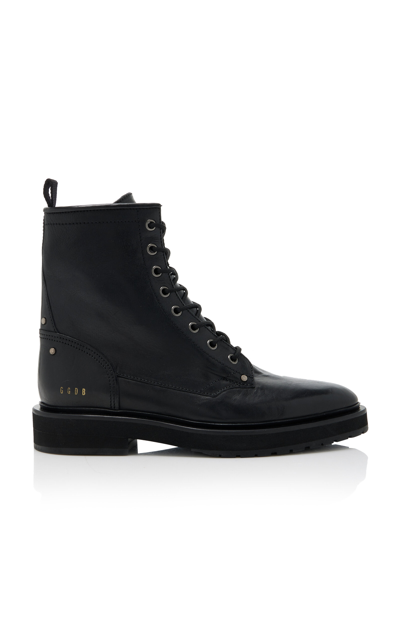 Shop Golden Goose Combat Leather Boots In Black