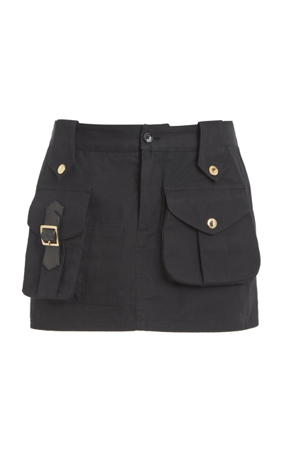 Shop Dolce & Gabbana Cotton-faille Mini Cargo Skirt In Black