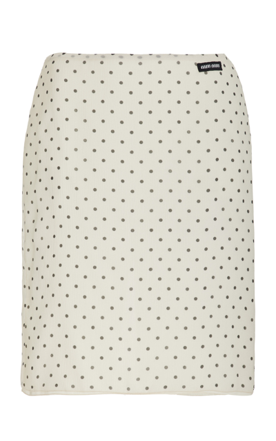 Shop Miu Miu Silk Chiffon Midi Skirt In Black,white