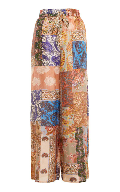 Shop Zimmermann Devi Silk Wide-leg Pants In Print