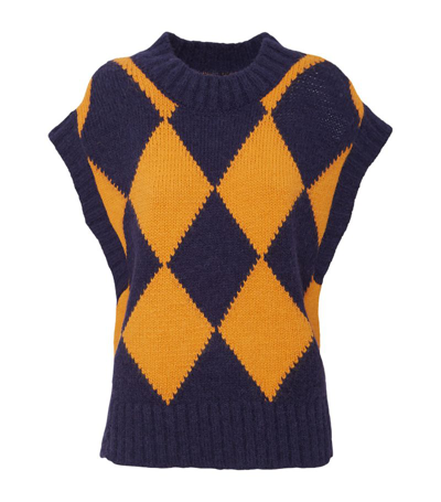 Shop La Doublej Alpaca-blend Sweater Vest In Blue