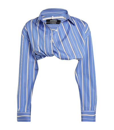 Shop Jacquemus Cropped Bahia Shirt In Blue