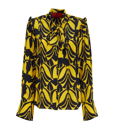 Shop La Doublej Silk Ascot Shirt In Yellow