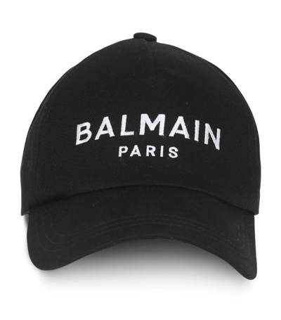 Shop Balmain Embroidered Logo Cap In Black